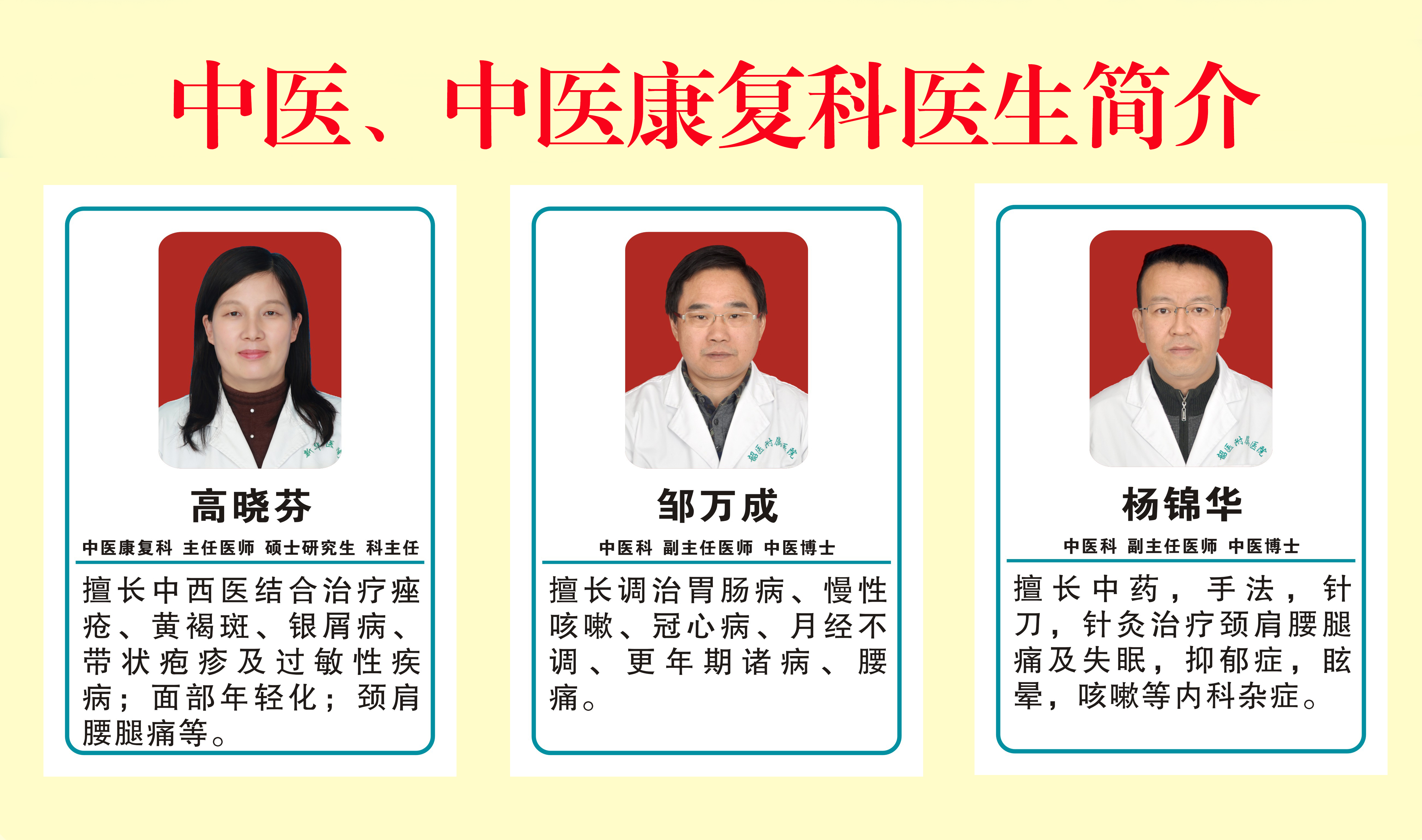 中医、中医康复科医生简介